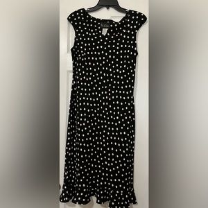 S. L. Fashions Black/Cream Polk Dot Dress